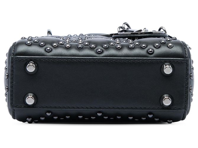 Dior Black Micro Lambskin Cannage Studded Supple Lady Dior Nero - vista 3