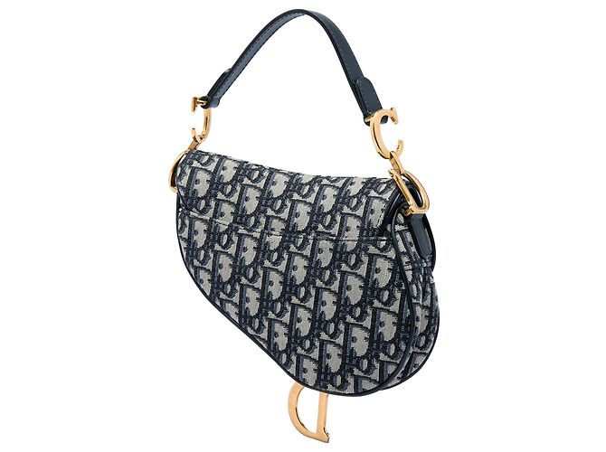Borsa Saddle Dior Mini in tela Oblique blu Blu navy - vista 2
