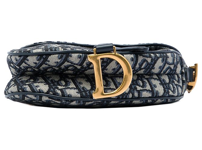 Borsa Saddle Dior Mini in tela Oblique blu Blu navy - vista 3