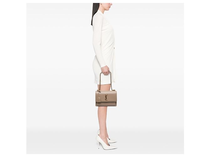 Autre Marque Saint Laurent Beige Medium Calfskin Monogram Sunset Crossbody - vista 6