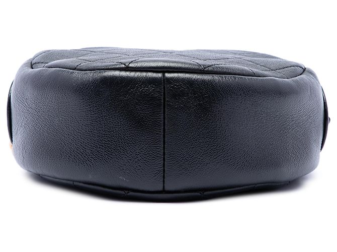 Chanel Black CC gesteppte glänzende Lammleder runde Crossbody-Tasche Schwarz - Ansicht 3