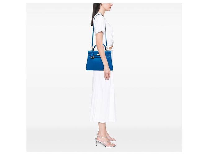 Hermès Blue Epsom Kelly II Retourne 32 - vista 5