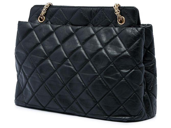 Borsa Chanel Reissue 2.55 Media Matelassé in Vitello Invecchiato Nera Nero - vista 2