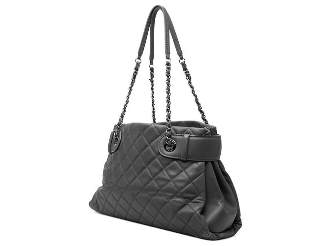Sac Chanel Coco Loop Tote Petit en Agneau Matelassé Gris Marron Gris anthracite - vue 2