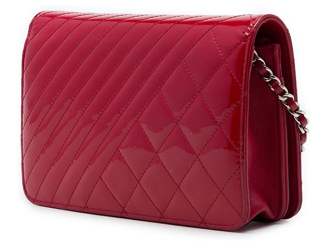 Chanel Red Quilted Patent Coco Boy Wallet On Chain Rosso - vista 2