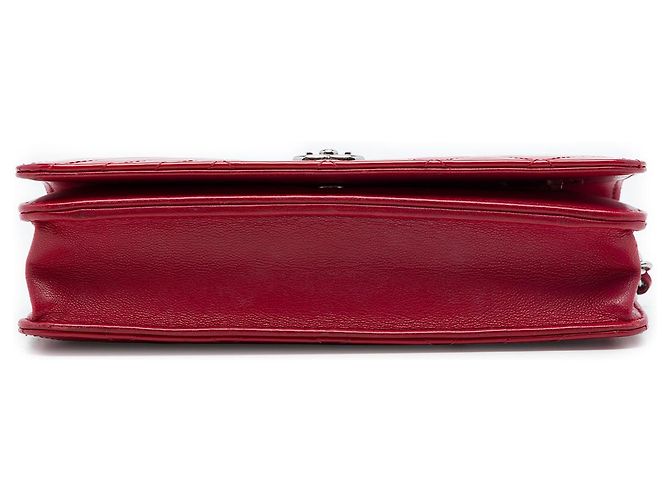 Chanel Red Quilted Patent Coco Boy Wallet On Chain Rosso - vista 3