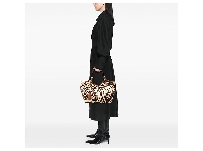 Salvatore Ferragamo Bolso Tote de paja con estampado de cebra marrón Ferragamo - vista 6
