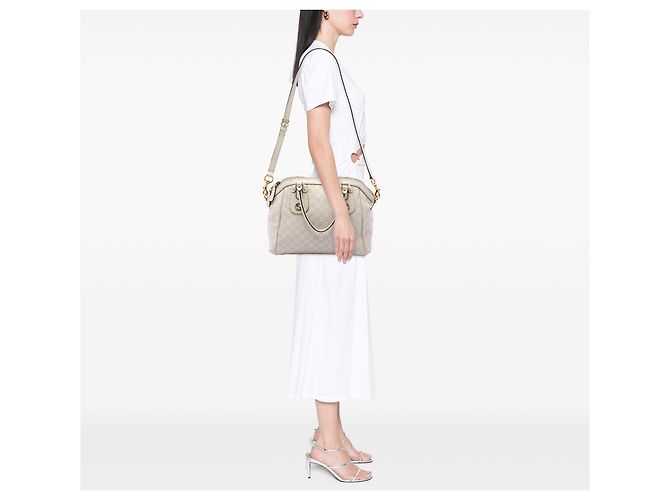 Borsa Satchel Gucci Guccissima Scarlett Media Bianca Bianco Crudo - vista 6