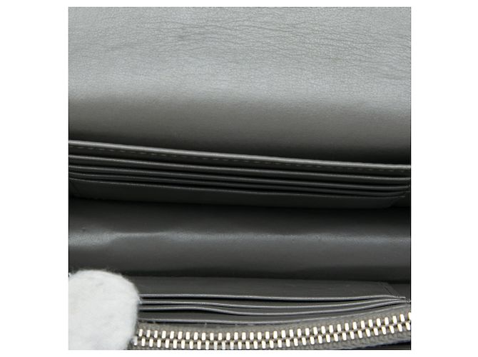 Autre Marque Saint Laurent Cartera Sunset Mini de piel grabada efecto cocodrilo gris con cadena y monograma Castaño - vista 4