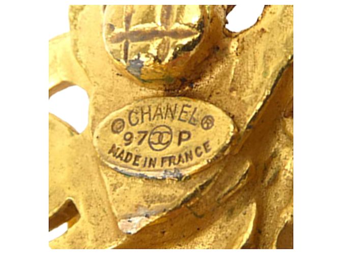 Chanel Gold CC Gold Plated Diamond Clip On Earrings Golden - view 4