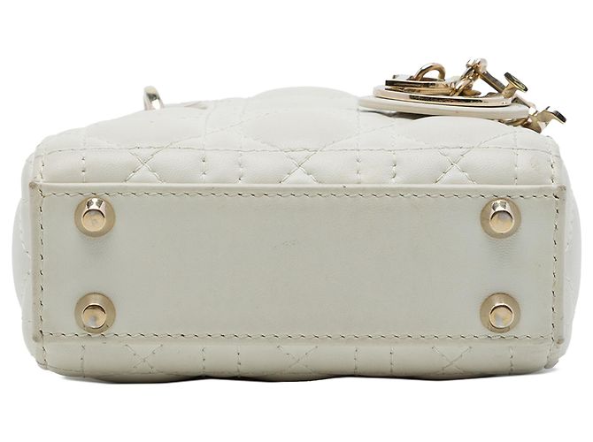 Dior White Micro Lambskin Cannage Lady Dior Bianco - vista 3