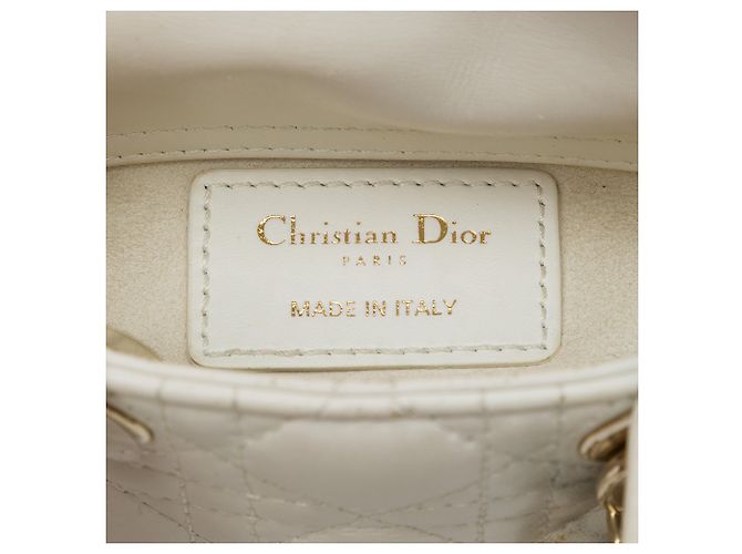 Dior White Micro Lambskin Cannage Lady Dior Bianco - vista 5