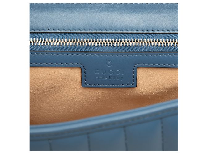 Borsa a tracolla Gucci GG Marmont Matelassé in pelle di vitello blu Medium - vista 5