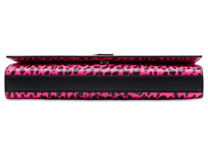 Autre Marque Clutch Saint Laurent in pelle rosa con stampa leopardata e monogramma Cassandre - vista 3