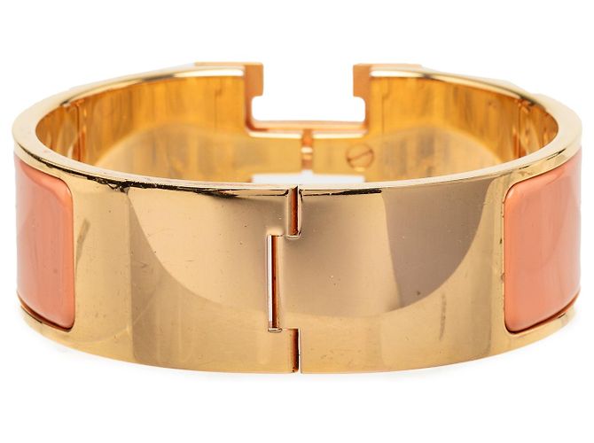 Bracelete Hermès Clic Clac H PM largo em esmalte laranja - vista 3