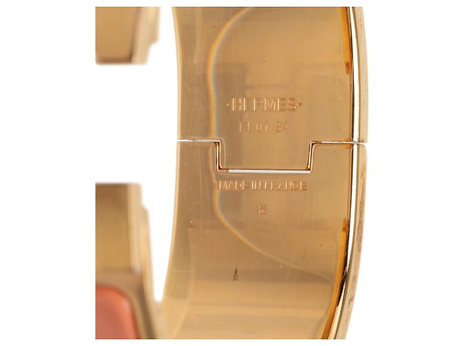 Bracelete Hermès Clic Clac H PM largo em esmalte laranja - vista 4