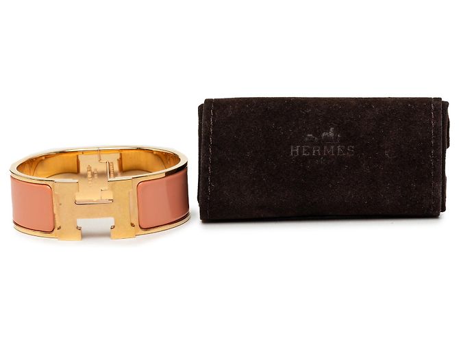 Bracelete Hermès Clic Clac H PM largo em esmalte laranja - vista 6