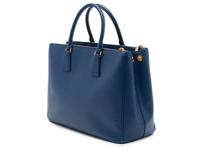 Prada Borsa Tote Galleria Double Zip Large in Saffiano Lux Blu Blu scuro - vista 2