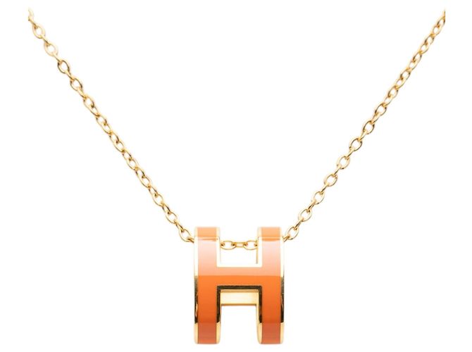 Hermès Gold Gold Plated Enamel Pop H Pendant Necklace - view 2