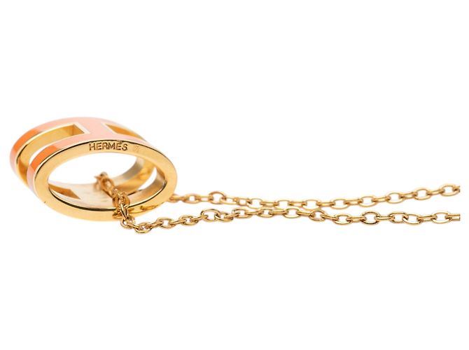 Hermès Gold Gold Plated Enamel Pop H Pendant Necklace - view 4
