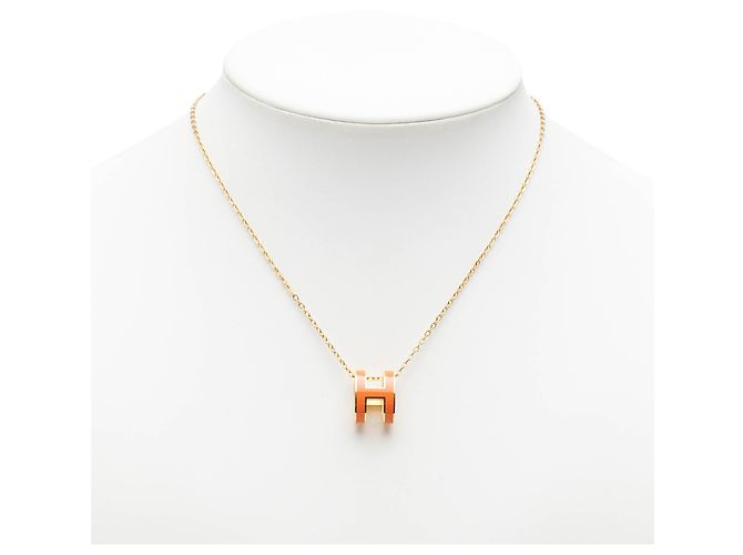 Hermès Gold Gold Plated Enamel Pop H Pendant Necklace - view 6