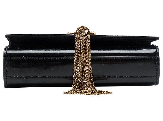 Autre Marque Saint Laurent Black Small Patent Monogram Kate Tassel Crossbody Nero - vista 3