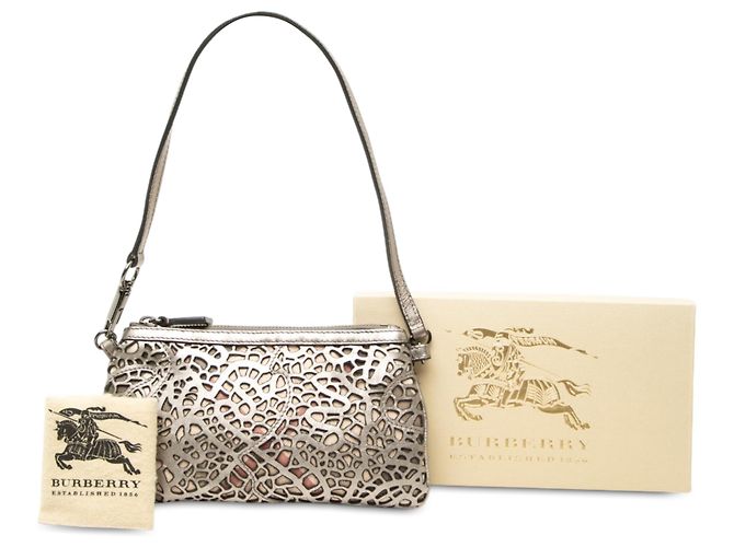 Burberry Silver Supernova Check Leder-Pochette mit Cut-Outs Silber - Ansicht 7