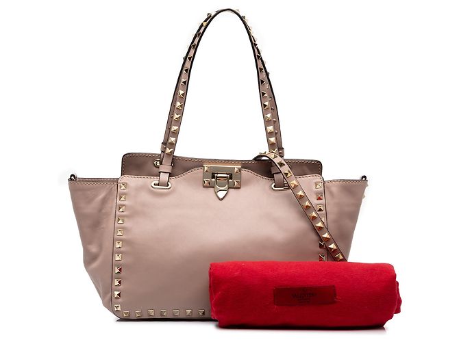 Borsa Satchel Trapeze Rockstud in pelle rosa piccola Valentino - vista 7