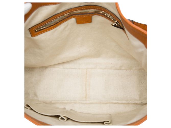 Bolso de hombro Gucci Brown Medium Pebbled Calfskin Web Heritage Castaño - vista 4