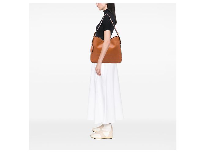 Bolso de hombro Gucci Brown Medium Pebbled Calfskin Web Heritage Castaño - vista 5