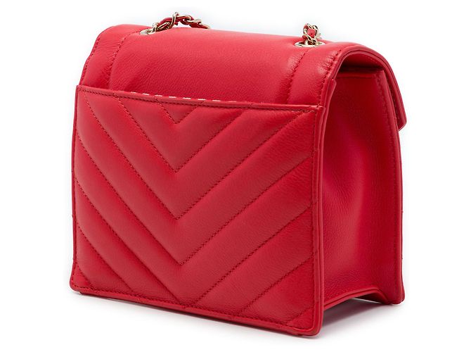 Chanel Red Small CC Chevron Calfskin Envelope Flap Rosso - vista 2