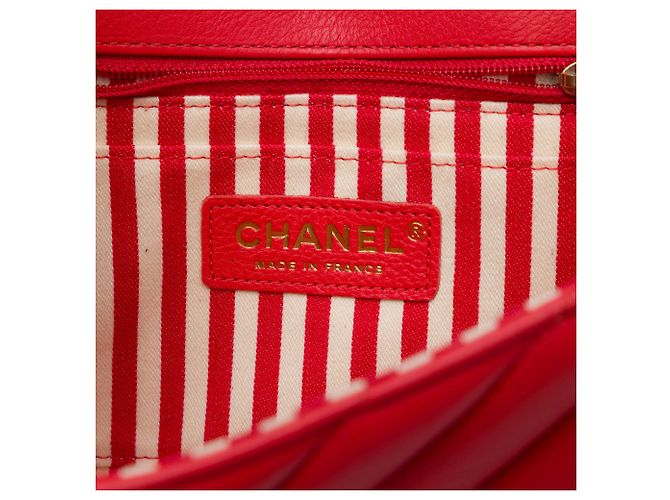 Chanel Red Small CC Chevron Calfskin Envelope Flap Rosso - vista 5