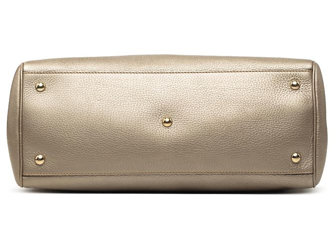 Bolsa Gucci Gold Medium em couro de bezerro Bamboo Shopper Dourado - vista 3