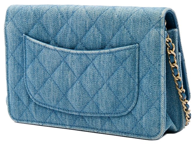 Chanel Blue CC Quilted Denim Pearl Crush Wallet On Chain - vista 2