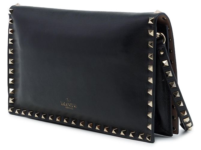 Clutch a patta Rockstud in pelle nera Valentino Nero - vista 2
