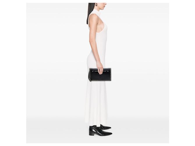 Clutch a patta Rockstud in pelle nera Valentino Nero - vista 6
