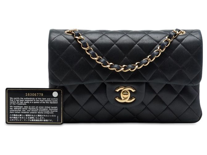 Chanel Black Small Classic Lambskin Double Flap Nero - vista 7