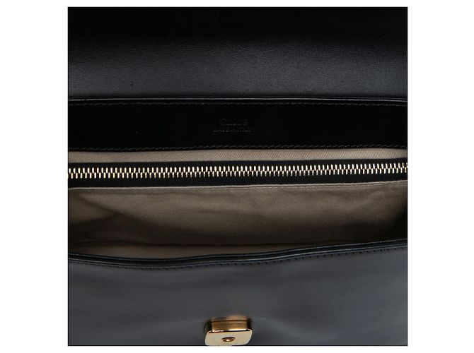 Chloé Borsa Satchel C Double Carry Piccola in Pelle Nera Nero - vista 5