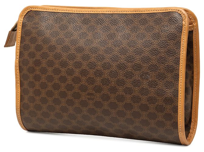Céline Celine Brown Macadam Coated Canvas Clutch - view 2