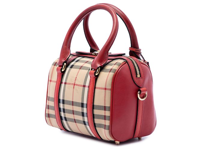 Borsa Bowling Burberry Beige Small Haymarket Check Canvas Alchester - vista 2