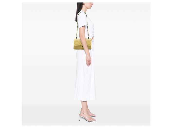 Chanel Yellow Medium Classic Lambskin Double Flap Gelb - Ansicht 5