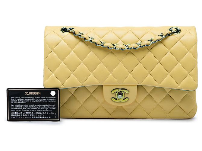 Chanel Yellow Medium Classic Lambskin Double Flap Gelb - Ansicht 6