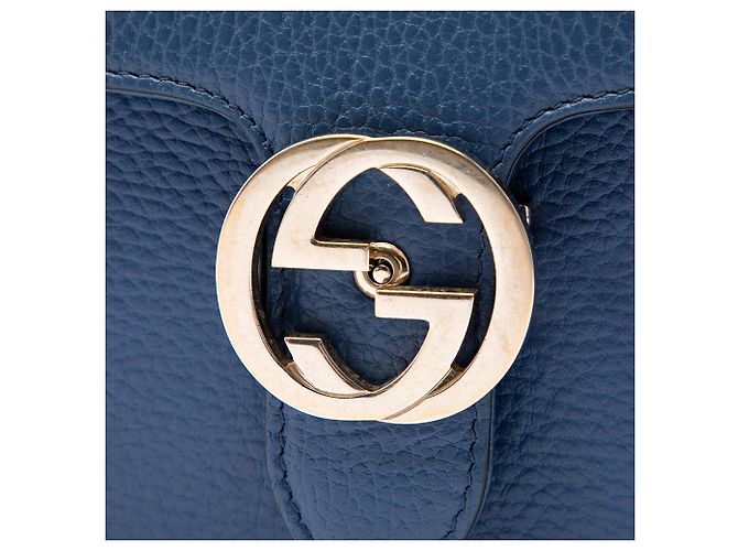 Gucci Blue Small Dollar Calfskin Interlocking G Crossbody Blu scuro - vista 5