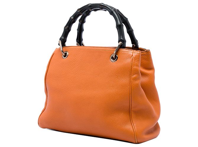 Bolsa Gucci Bamboo Shopper Small em couro de bezerro laranja - vista 2