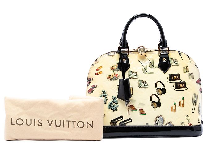 Louis Vuitton Beige Monogram Vernis Stickers Alma MM - vista 7