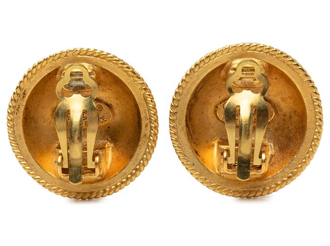 Orecchini a clip rotondi placcati oro Chanel Gold CC D'oro - vista 2