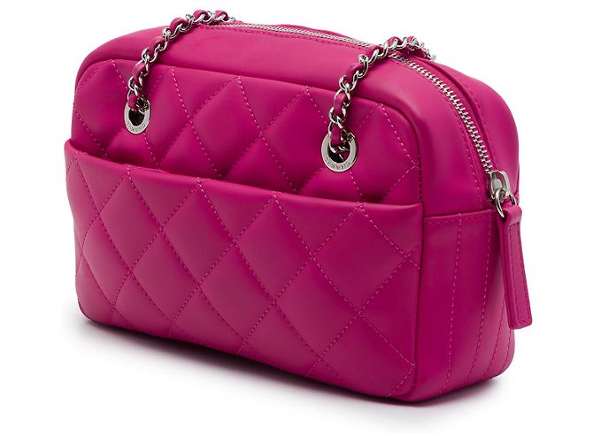Chanel Coco Rain Camera Bag aus gummiertem Lammleder gesteppt Small CC Rosa Pink - Ansicht 2
