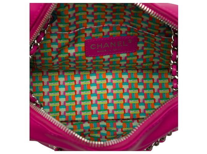 Chanel Coco Rain Camera Bag aus gummiertem Lammleder gesteppt Small CC Rosa Pink - Ansicht 4