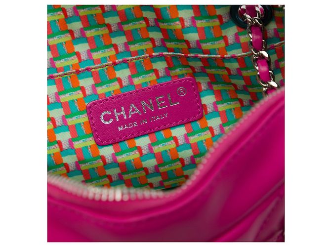 Chanel Coco Rain Camera Bag aus gummiertem Lammleder gesteppt Small CC Rosa Pink - Ansicht 5