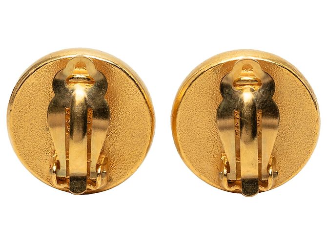 Pendientes de clip redondos de perlas falsas chapados en oro Chanel Gold Dorado - vista 2